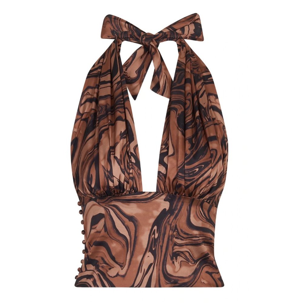 NWT House of Sunny Mahogany Paradise Party Halter Top - Picture 6 of 14